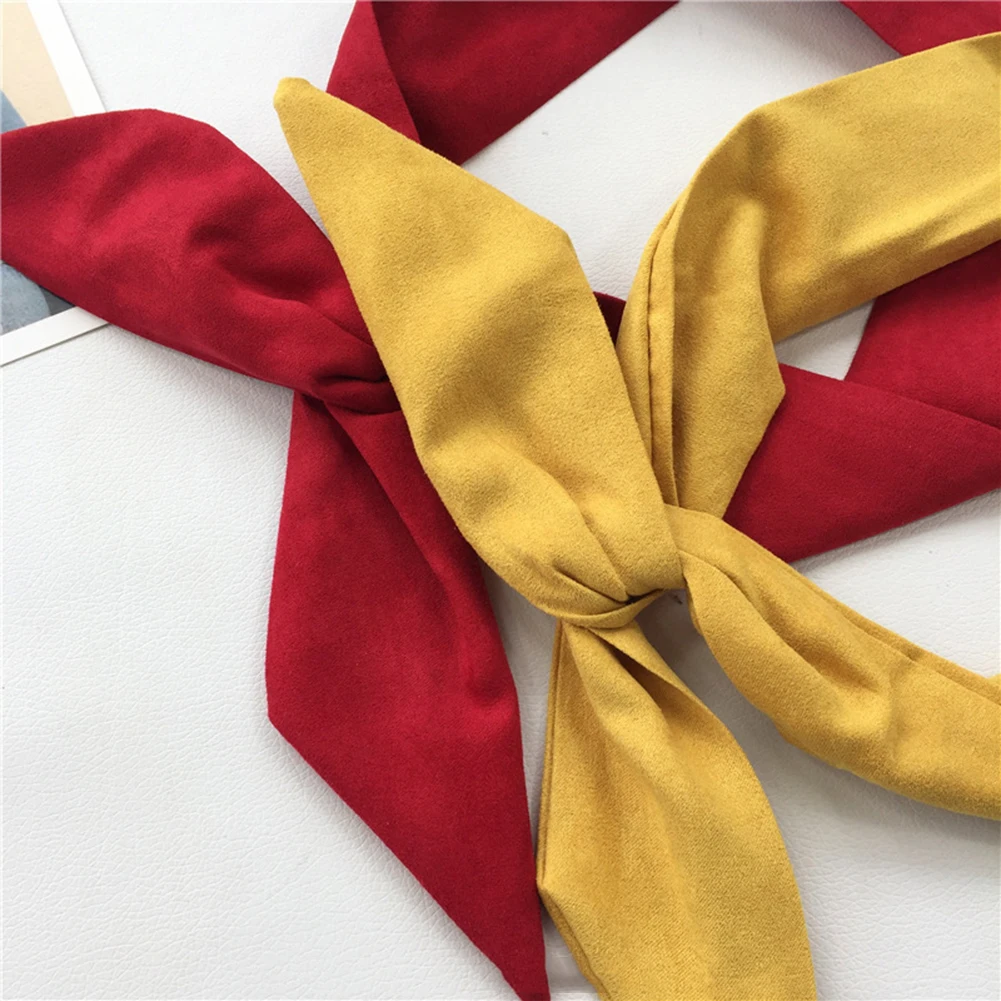 

Suede Solid Color Bunny Ear Ribbon Womens Designer Headband Print Hair Ties Twist Hairband Metal Wire Scarf Hair Accessories Hot
