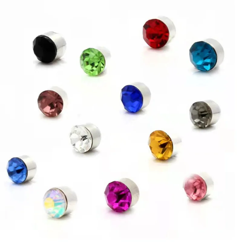 

Multicolor Rhinestone Metal Stud Earring Elegant Style Earrings Suitable for Women Without Pierced Ears Jewelry Gifts Wholesale