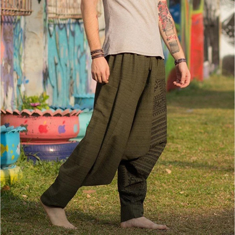 Мужские женские средневековые викингские пиратские широкие брюки Шаровары Индийские Пакистанские повседневные брюки Таиланд Хиппи Висячие широкие брюки.