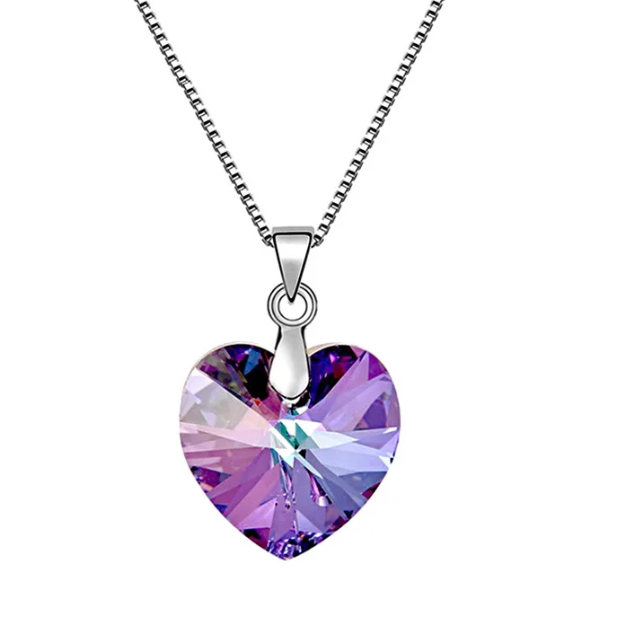 5 Оригинальные кристаллы от Swarovski сердце кулон ожерелье для женщин влюбленных серебряный цвет ожерелье Макси подарок на день Святого Валентина - Окраска металла: 5