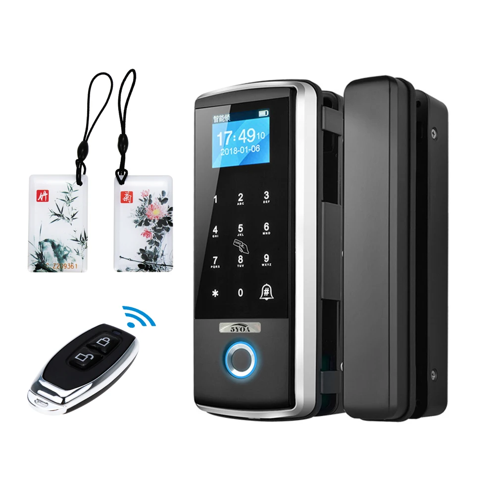 Smart Door Fingerprint Lock Electronic Digital Gate Opener Electric RFID Biometric finger print security Glass Password Card
