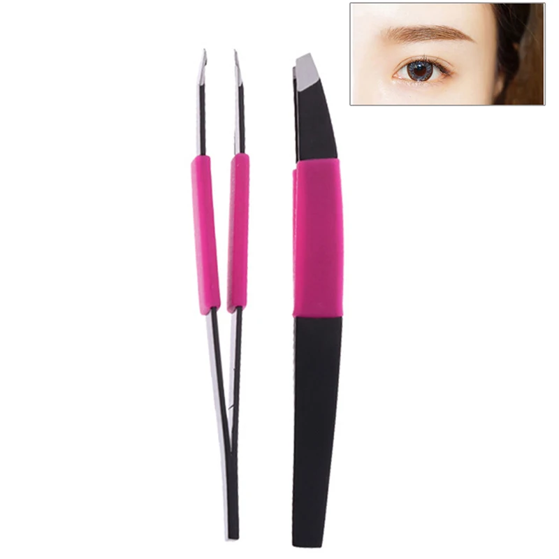 1pcs Cosmetic Eyebrow Tweezers Stainless Steel Face Hair Removal Eye Brow Trimmer Eyelash Clip Beauty Makeup Tool - Color: White
