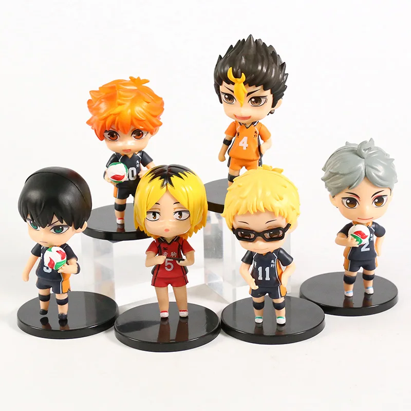 

6pcs/set Haikyuu!! Shoyo Hinata Kageyama Tobio Yu Nishinoya Kei Tsukishima Kenma Kozume Sugawara Koushi Q Ver PVC Figures Toys