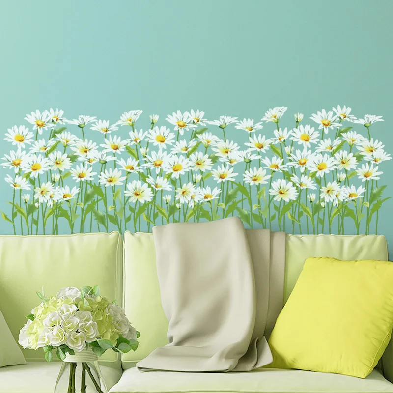 

Daisy Wall Sticker Grass Baseboard Stickers flower Weed Mural Decals for Kids Room Baby Bedroom Nursery Kitchen Home Decoration