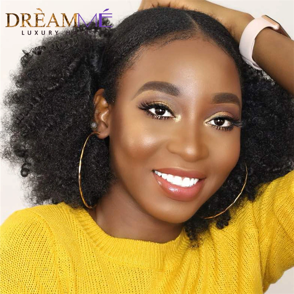 Brazilian Human Hair Drawstring Ponytail Extension Afro Kinky Curly Natural Clip Ins For Women | Шиньоны и парики