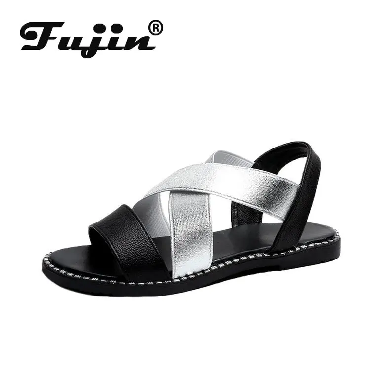 Fujin/летние женские босоножки Модель 2020 года Модные дышащие туфли на плоской