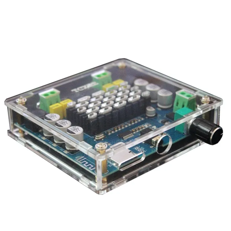 Amplifier with Shell XH-A104 Bluetooth 4,1 TDA7498 цифровой усилитель мощности плата 2x50 Вт стереоусилитель модуль поддержка tf-карты AUX - Цвет: Amplifier with Shell