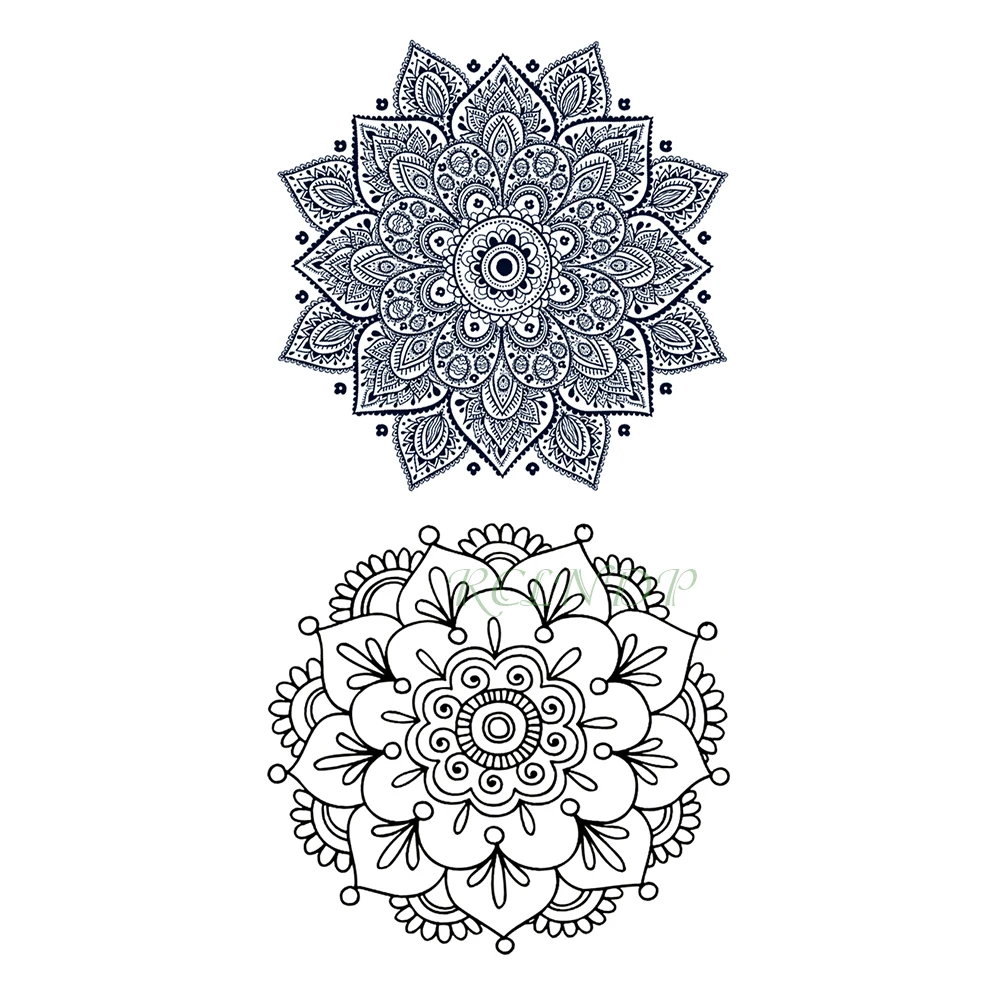 Водостойкая Временная тату наклейка сексуальный Лотос хной мандала тотем