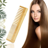 brand logo customization pure natural wooden bamboo wide tooth comb high quality anti static hair care comb barber styling tool