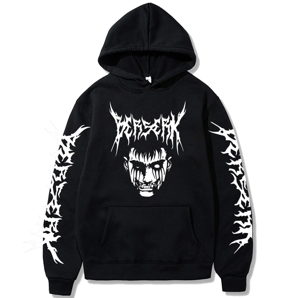 

Толстовка мужская с японским аниме, черный хлопковый свитшот с рисунком манги берзер, повседневная одежда для осени и зимы