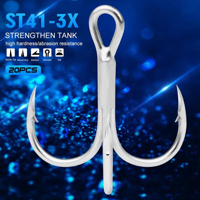 

20pcs 2/4/6/ 8/10 Fish Hooks High Carbon Steel Treble Sea Fishing Treble Hook Corrosion Resistant Fishhook Fishing Tackle