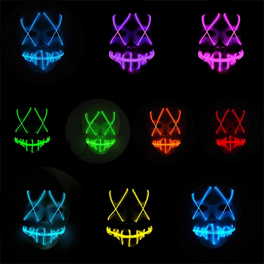 Светящийся светильник светодиодный маска Хэллоуин вечерние маскарадные маски