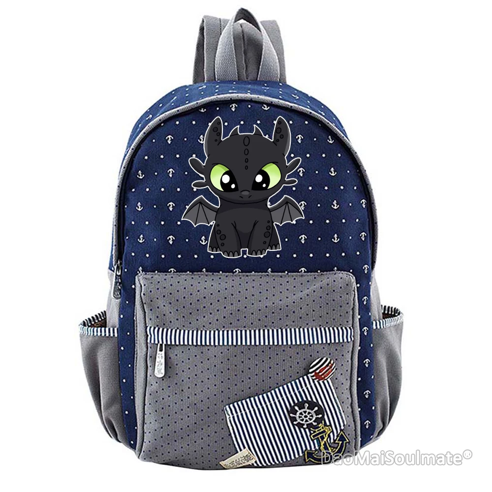 Dark Blue 4 Как приручить дракона мультфильм рюкзак для девочки Цветочный прекрасный холст сумка рюкзаки для студентов девочек рюкзаки школьные сумки - Цвет: Dark Blue 4