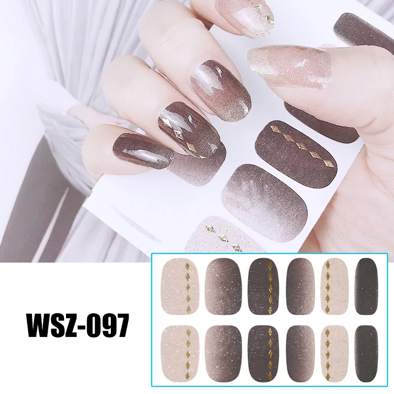 С изображением луны и звезд градиент ногтей Стикеры бронзового цвета полное