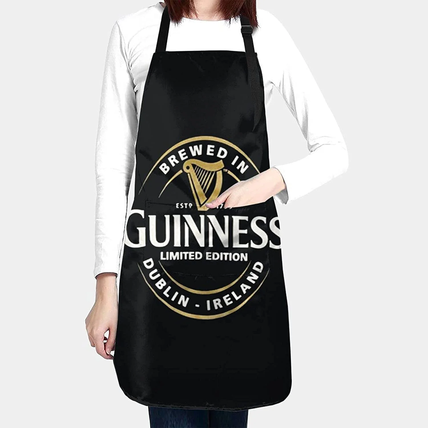 

Adult waterproof apron with pocket home kitchen cooking, baking, gardening, flower arrangement, painting, adjustable