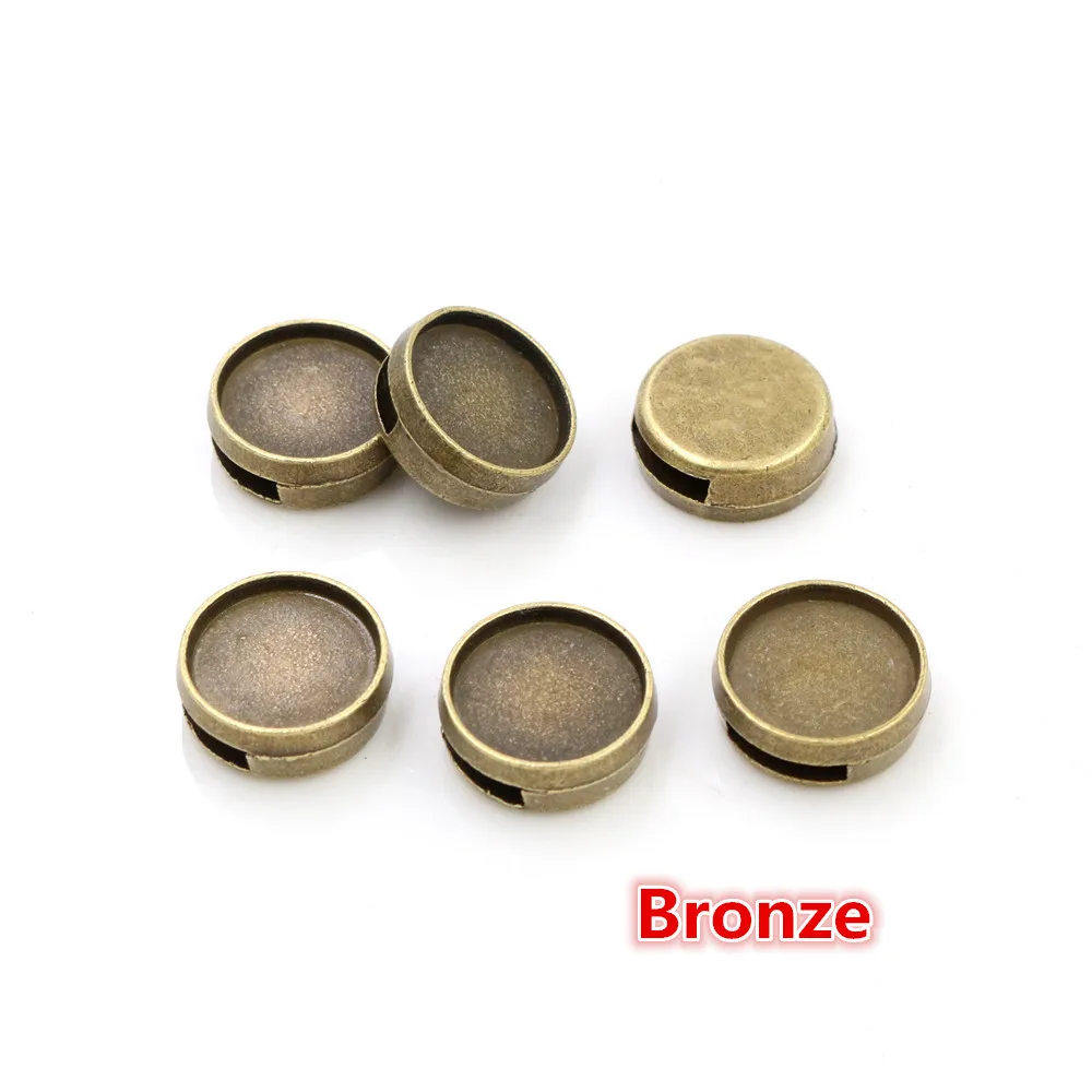 Bronze 16 шт 12 мм Внутренний Размер 6 цветов модный стиль кабошон базовая Камея Подвески для 8 мм кожаный браслет - Цвет: Bronze