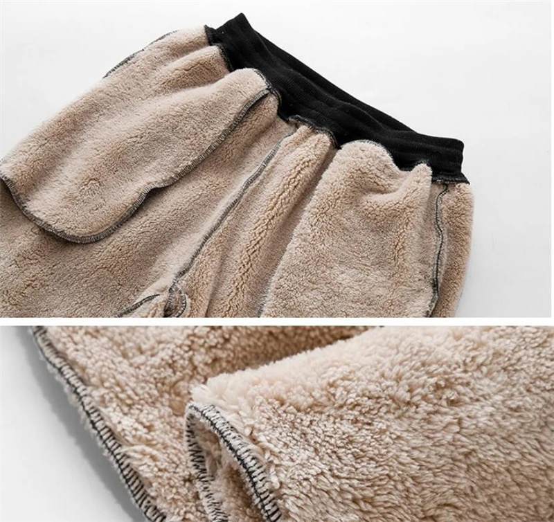 Men's Super Winter Warm Pants Outside Fleece Joggers Thick Loose Sweatpants Streetwear Heavyweight Zipper Long Trousers Men 7XL