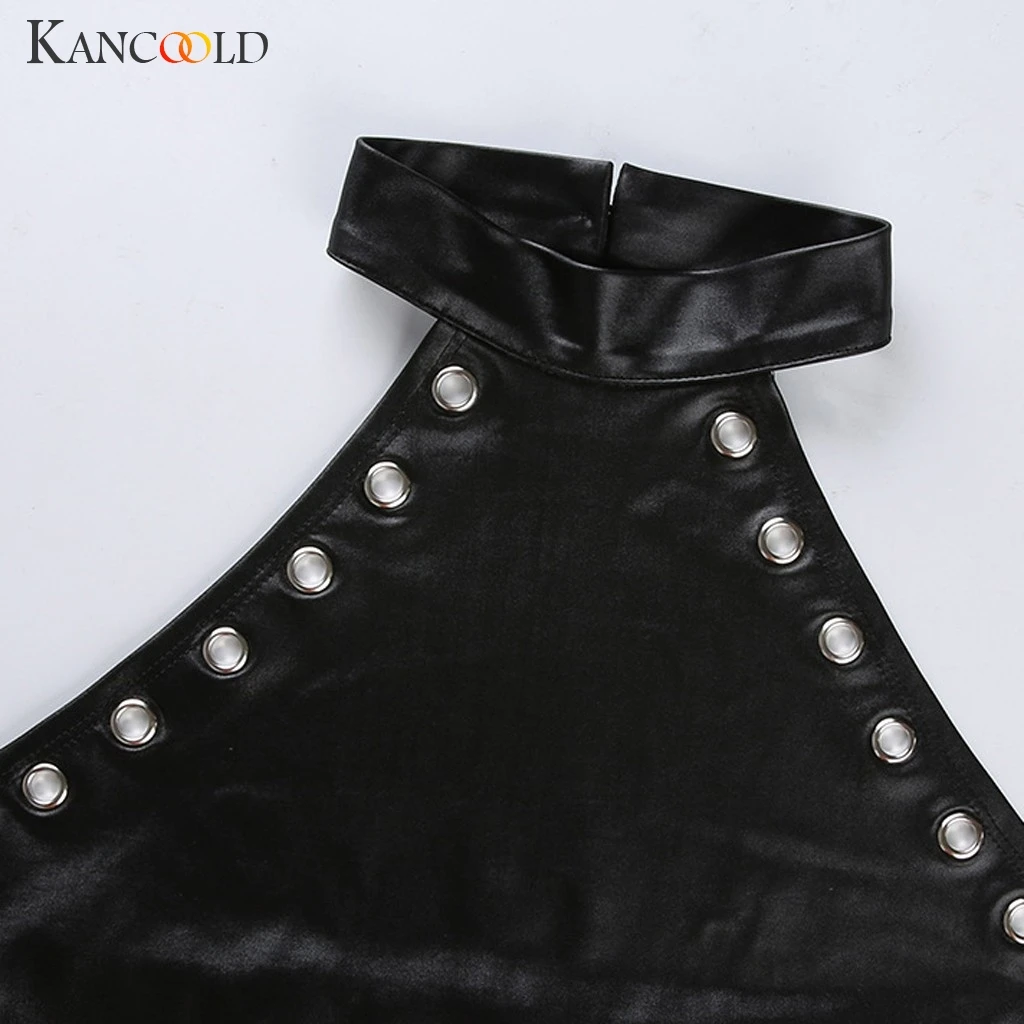 Модный женский боди KANCOOLD из искусственной кожи на шнуровке без рукавов с лямкой
