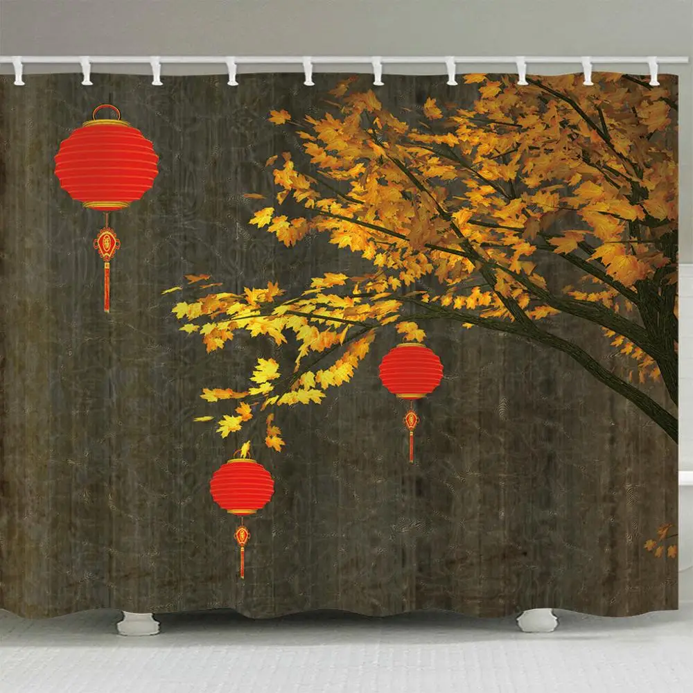 Ретро Горный красный Фонари вентилятор деревом занавески Водонепроницаемый с