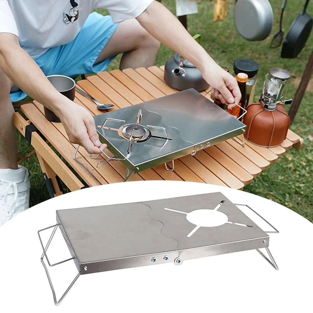 

Уличная ветрозащитная Складная подставка для кемпинга, кухонная станция, стол с ручками для кемпинга, походов, пешего туризма, пикника