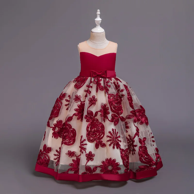 Платье принцессы новинка 2019 платье для девочек с бантом цветочным принтом
