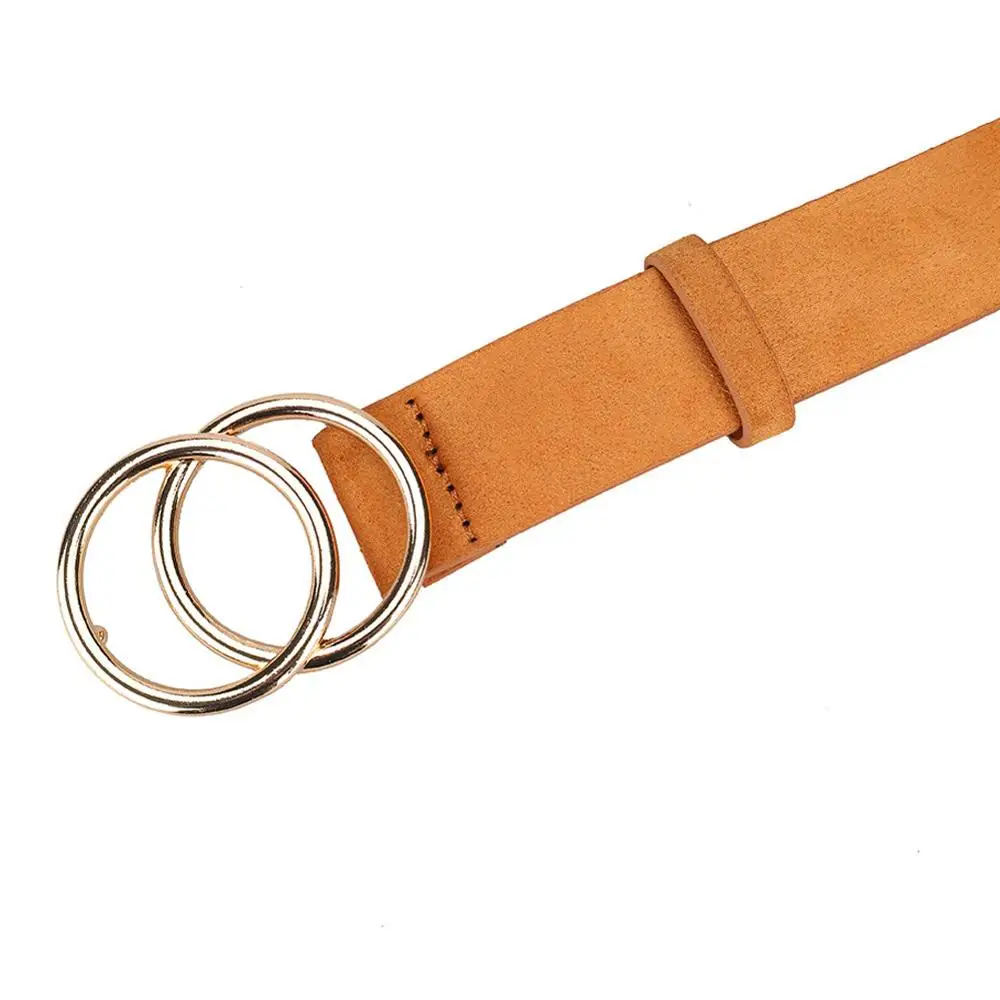 Дизайнерский женский ремень с золотистой круглой пряжкой модный пояс из