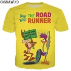 Новинка, Забавные футболки для мужчин и женщин, футболка с 3D рисунком Roadrunner  wile e coyot, Повседневная футболка в стиле Харадзюку, уличные Топы
