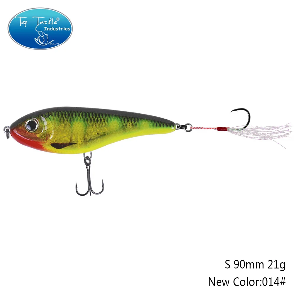 90mm 21g 014 90 мм 21 г цвета от 001 до 035 Тонущая Мускусная Щука искусственная рывковая приманка с одним крюком перьевая приманка для рыбалки - Цвет: 90mm 21g 014