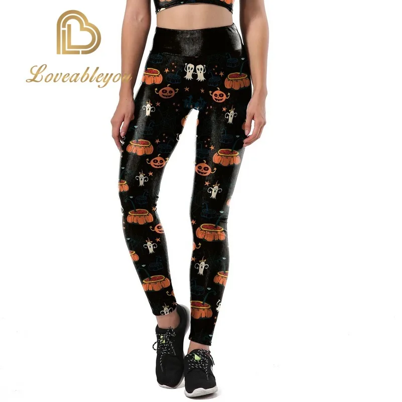 

Fitness Womens Leggings Women Pants Legging Vest 3D Prindted Halloween PumpkinLeggings Cosplay Suit Mujer