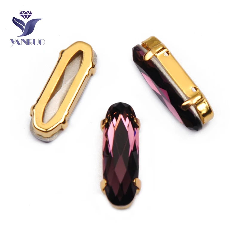 Amethyst YANRUO 4161, удлиненные Стразы для багета, хрустальные причудливые камни с когтями, K9 точечные Стразы для рукоделия - Цвет: Amethyst