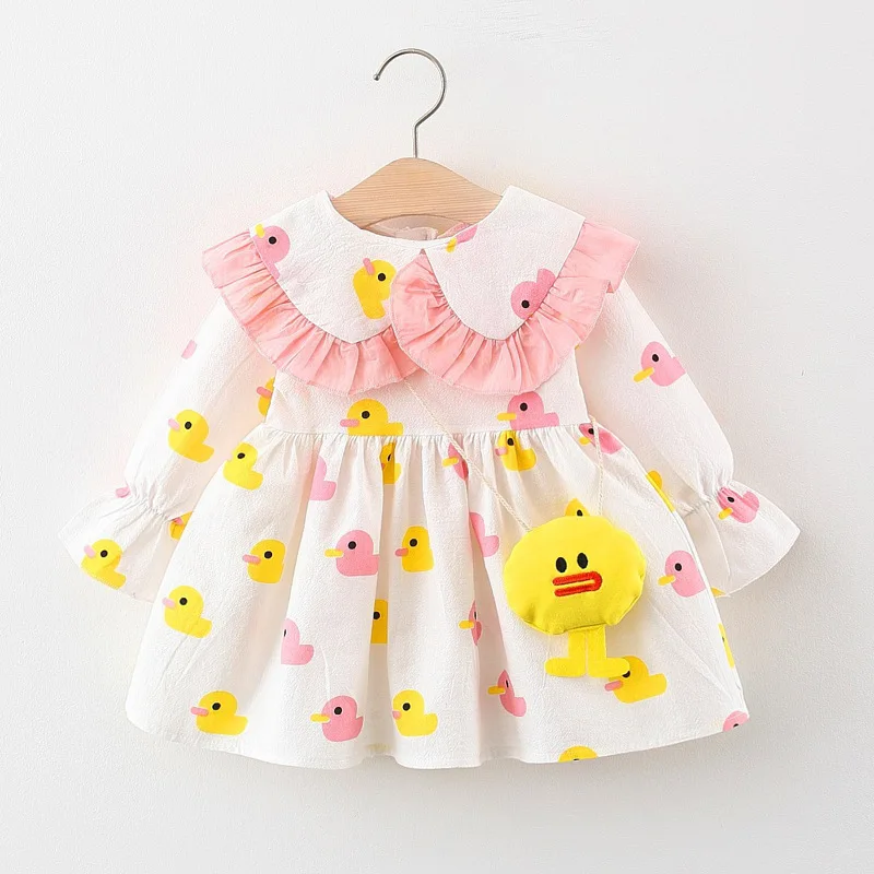 

Children's Long Dresses Toddler Girls Lace Princess Dress+Bag 2pcs Baby Infant Birthday Present Autumn Casual Cute Kids Costume