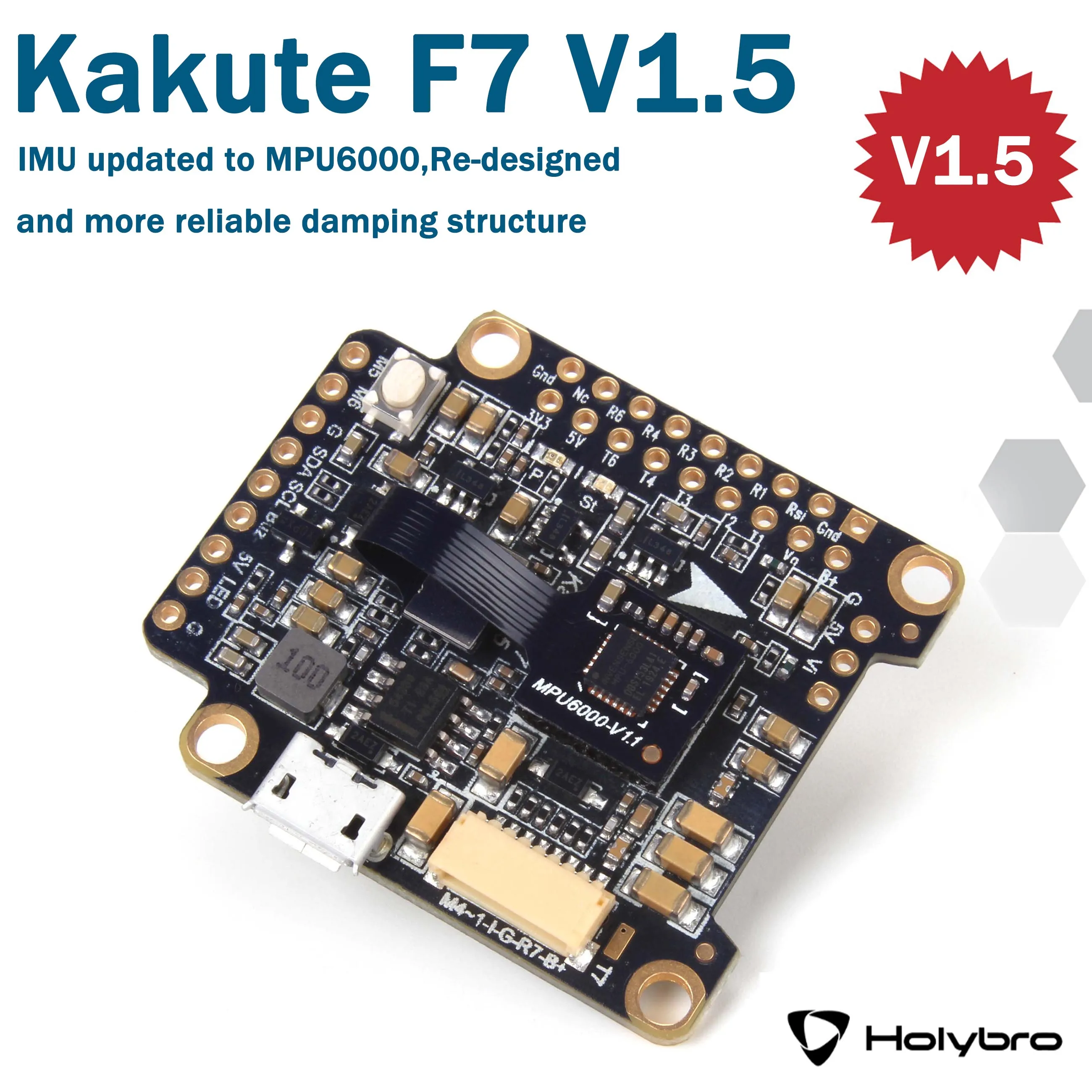 Полетные контроллеры Holybro Kakute F7 V1.5 встроенная система управления OSD PID ру MPU6000