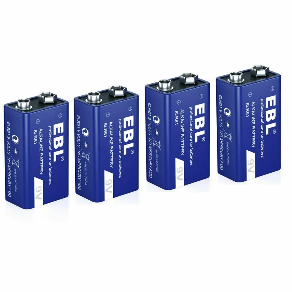 

EBL 4pcs Alkaline Batteries 6LR61 9V AAA Battery Alkaline Battery No Mercury Dry Battery For Toy Flashlight Clock Mouse