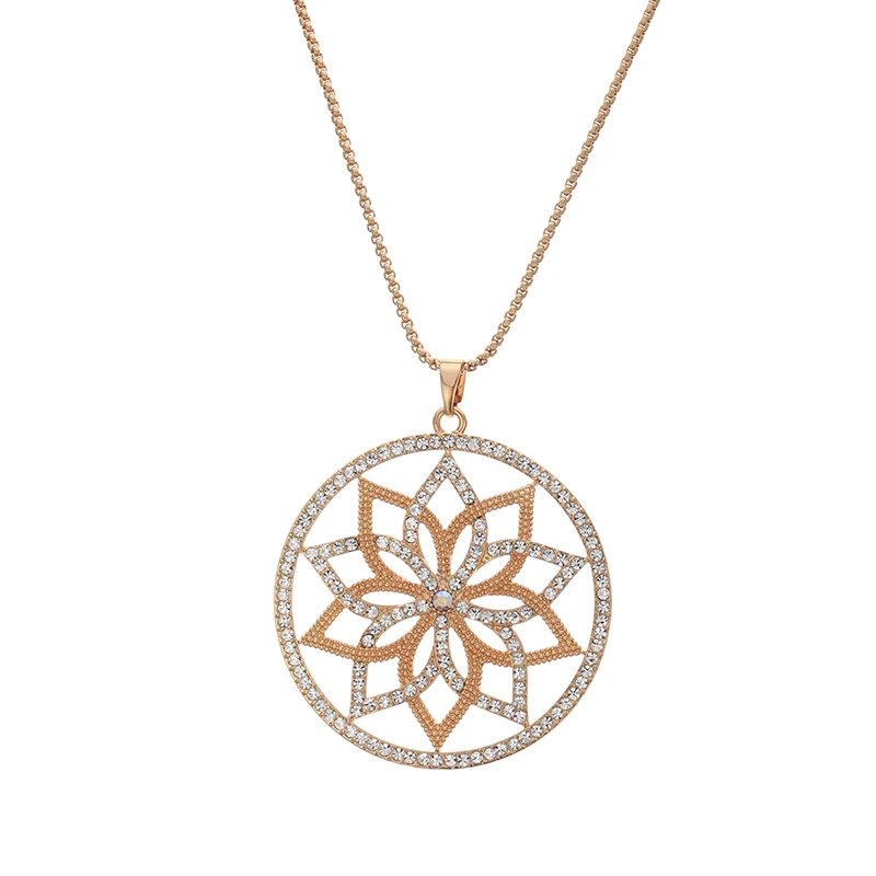 Массивное ожерелье для женщин геометрическое с подвеской в виде цветка Золотая и