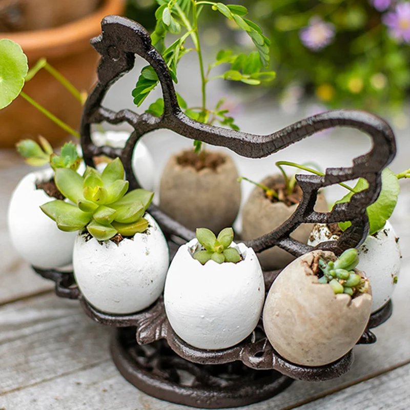 

Hot Heavy Duty Retro Cast Iron Eggs Holder Countertop Decor Kitchen & Dining Room Organization Egg Stroage Display Rack FQ-ing