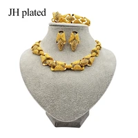 jhplated nigeria dubai fashion gold color jewelry sets african wedding gifts party for women necklace bracelet earrings ring