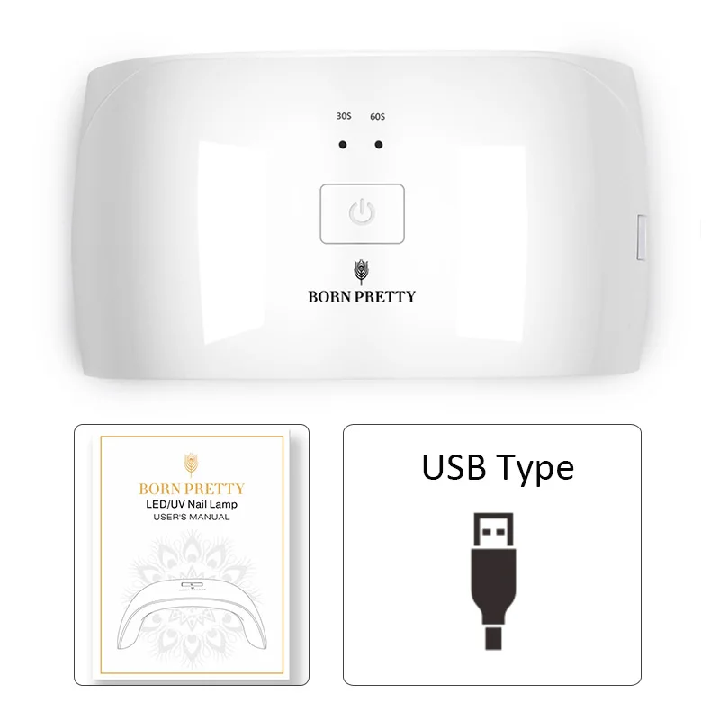 24w White USB Cable От BORN PRETTY-светодиодная УФ-лампа для ногтей для сушки всех видов Гель-лак для ногтей 72/48/36/30/24/6W для ногтей Сушилка для ногтей Маникюр нейл-арта - Цвет: 24w White USB Cable