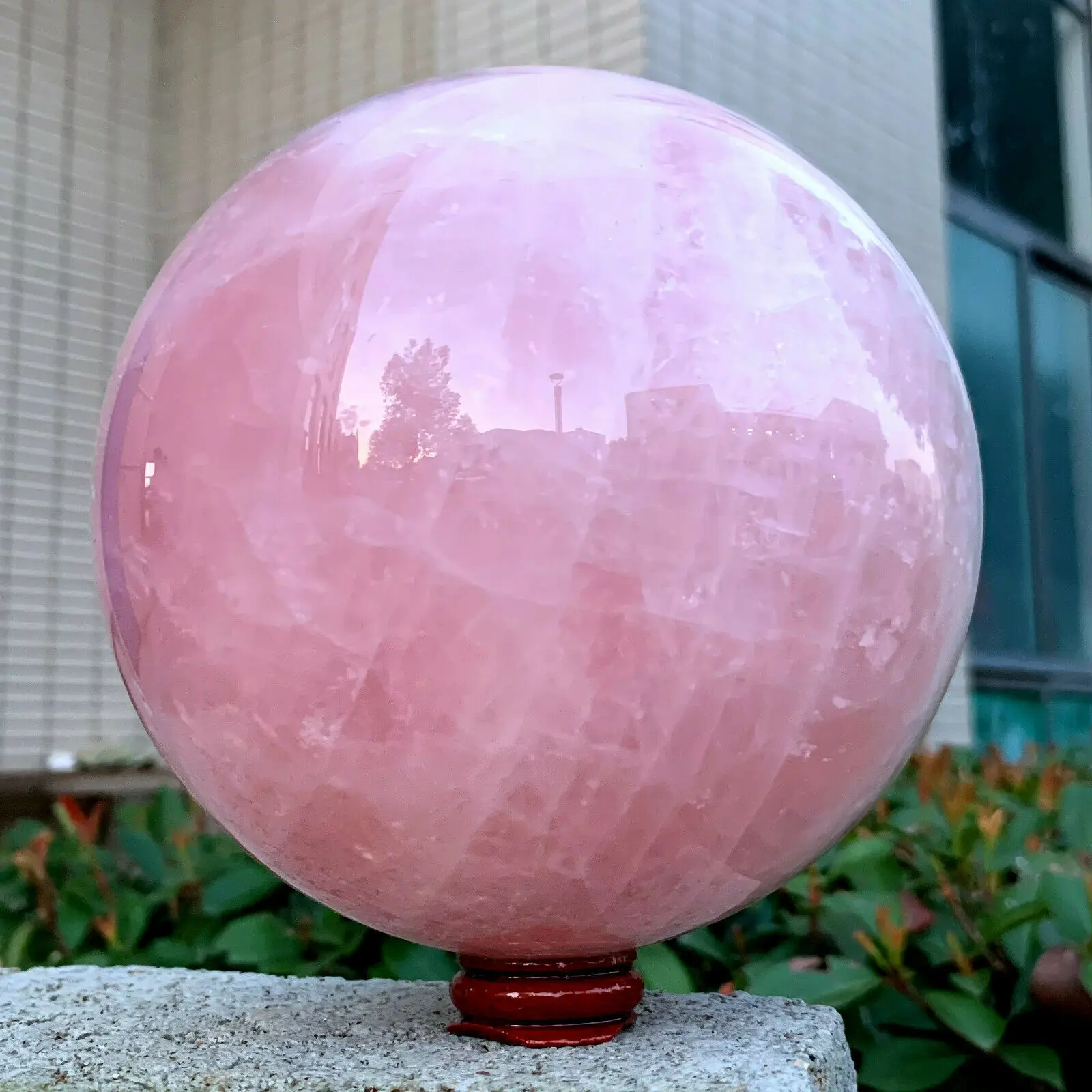 

Natural Pink Rose Quartz Crystal Healing Ball Sphere + Stand