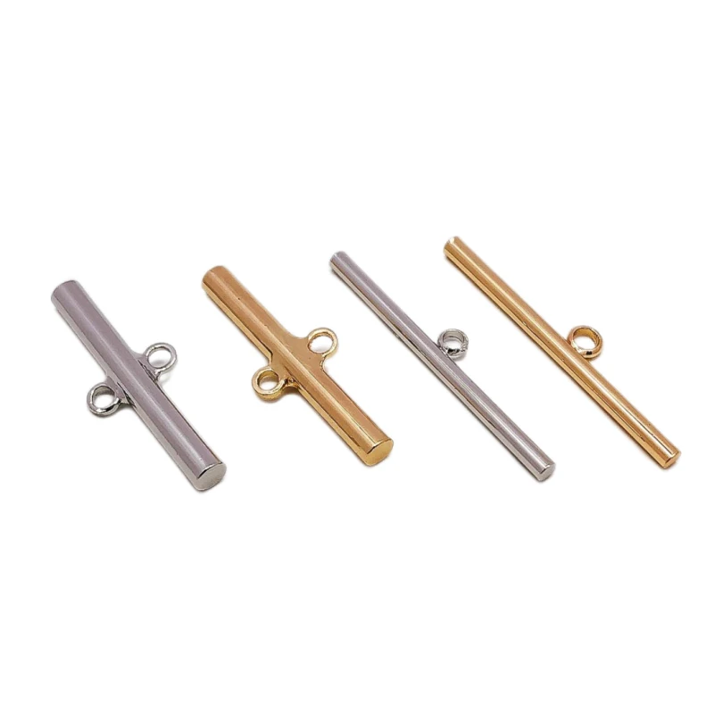 

White K Gold Color Eardrop Earrings Stick Accessories Connectors Holes Diy Pendant Material Supplies for Jewelry Finding 8pcs