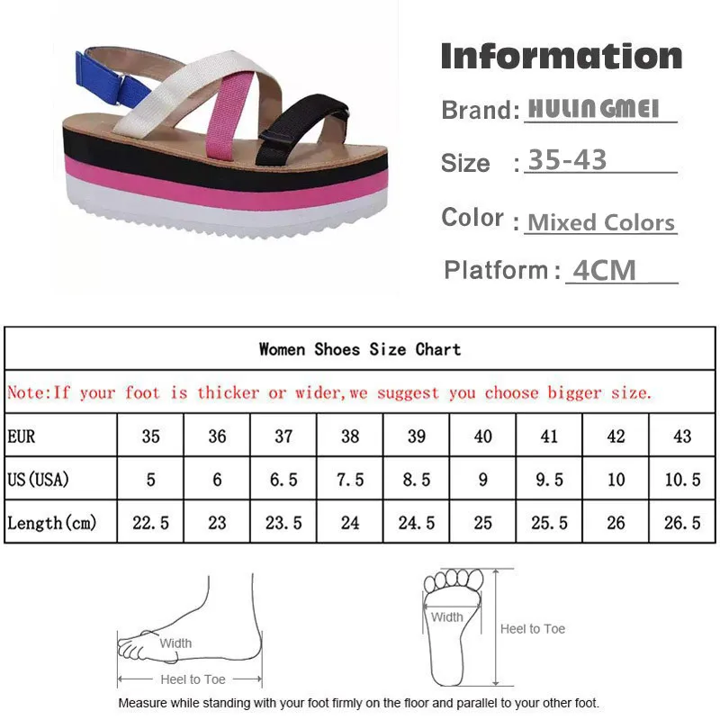 

2020 New Women's Waterproof Platform Sandals EVA Muffin Bottom Mixed Colors Light and Comfortable Plus Size Beach Sandals