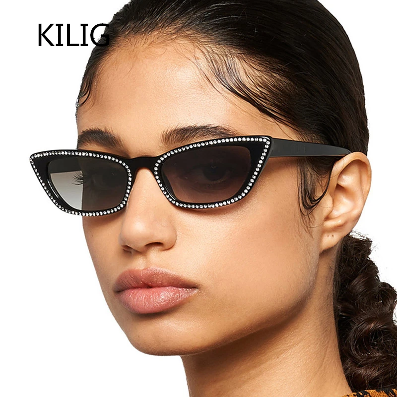 Женские винтажные солнцезащитные очки KILIG маленькие розовые кошачий глаз с