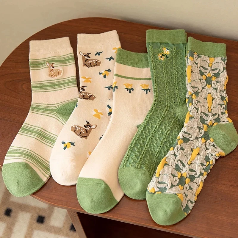 

Носки Yuansuo в стиле Харадзюку для девочек, цветные блестящие зеленые модные для влюбленных, для весны и лета, 3 пары