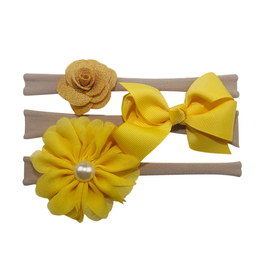 Детская повязка для волос цветок 3 шт. детская эластичная Цветочная девочек