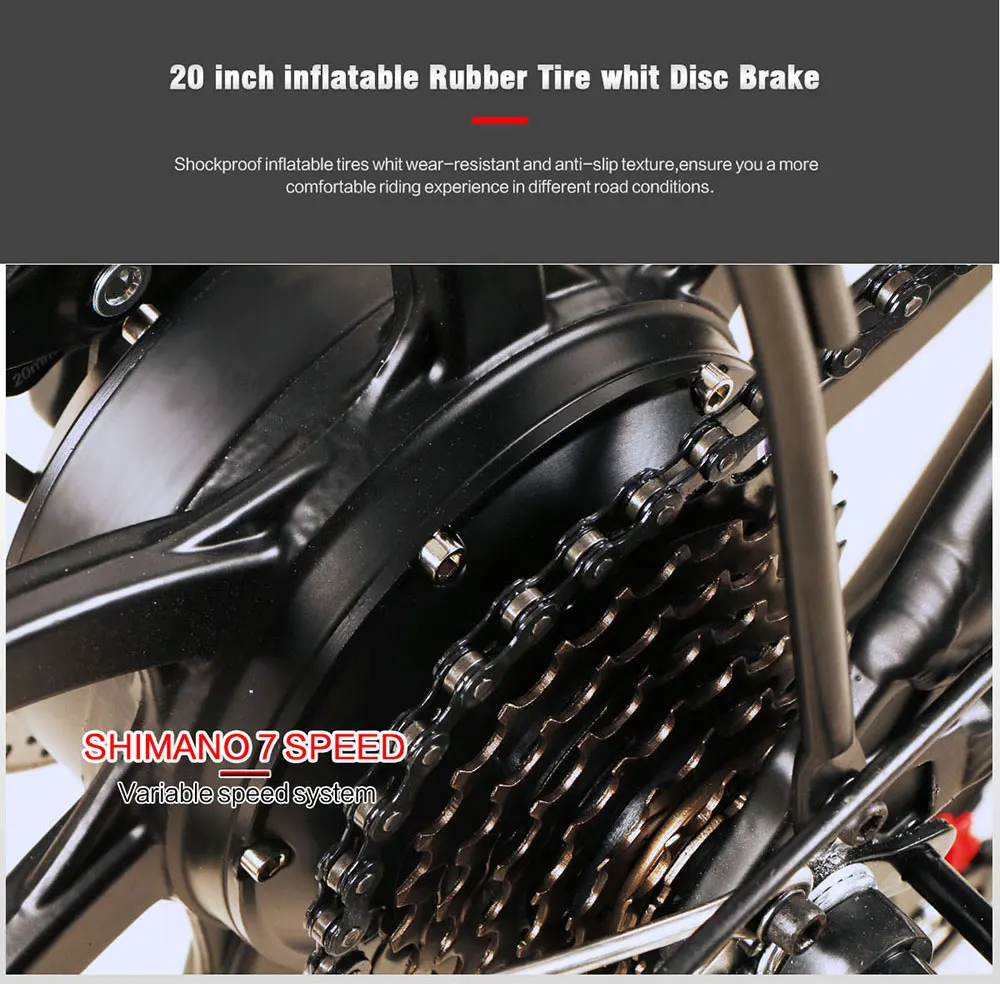 Складной алюминиевый электрический велосипед SAMEBIKE 20LVXD30 48V 10.4AH 350W бесщеточный