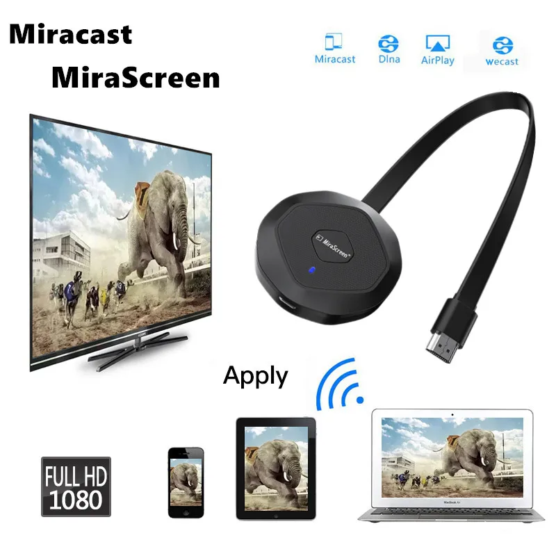 Беспроводной MiraScreen HDMI TV Stick Miracast AirPlay 5G Wifi Дисплей приемник ключ поток зеркало