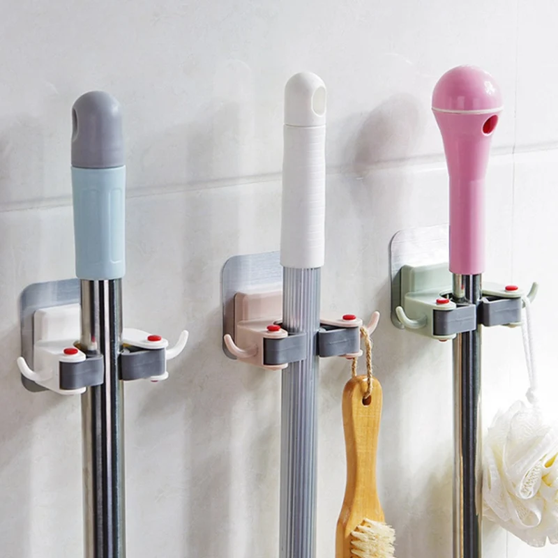 

Bathroom Shelves Wall Mounted Mop Frame Shelf Multifunctional Mop Broom Storage Rack Hanger Holder