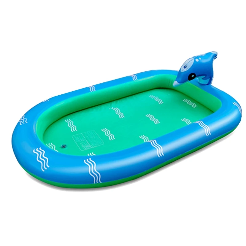 

67/43inch Family Backyard Game Inflatable Paddling Pool Dolphin Sprinkler Water Toy Summer Garden Backyard Water Toy H055