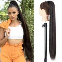 synthetic long straight wrap around clip in ponytail hair extension 2234heat resistant pony tail fake hair afro hairpiece