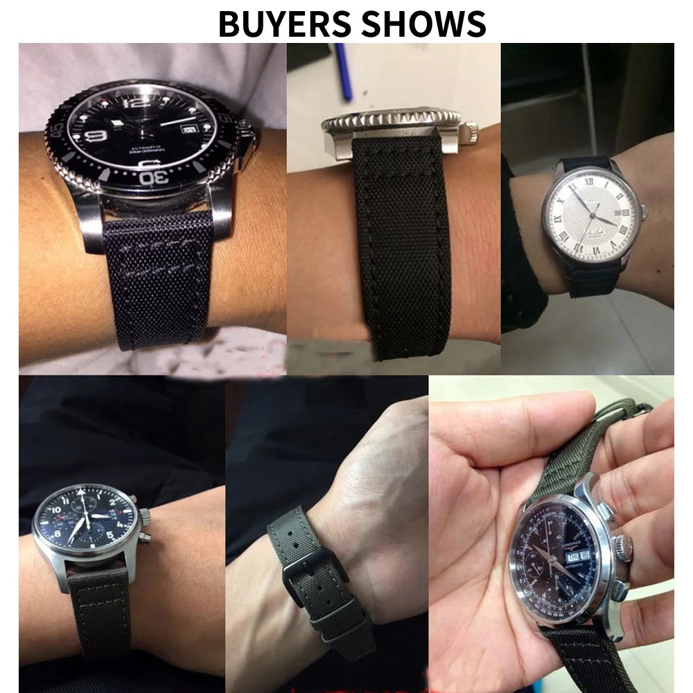 20mm 21mm 22mm Nylon Canvas Fabric Watch Band for IWC Pilot Spitfire Timezone Top Gun Strap Green Black Belts Wristwatch Straps