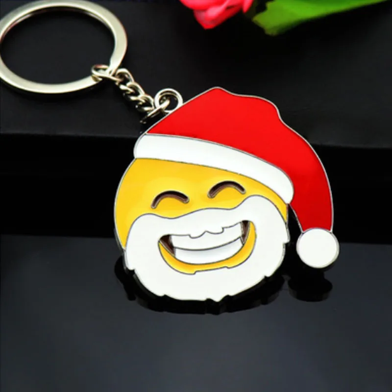 Мультфильм брелок Рождество Diy смайлик лицо Pom pom ПВХ сумки брелки для ключей цепь нейтральный пом брелок на подарок красный